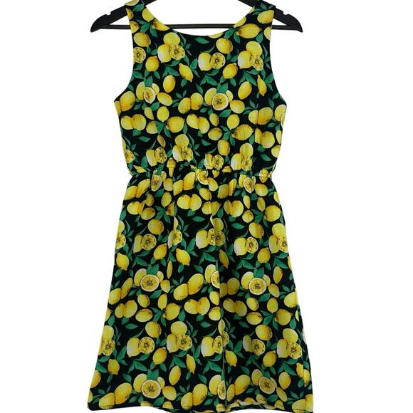 Compania Fantastica Mini Dress Size Small Lemons Sleeveless Tie Front Whimsical - Picture 2 of 6